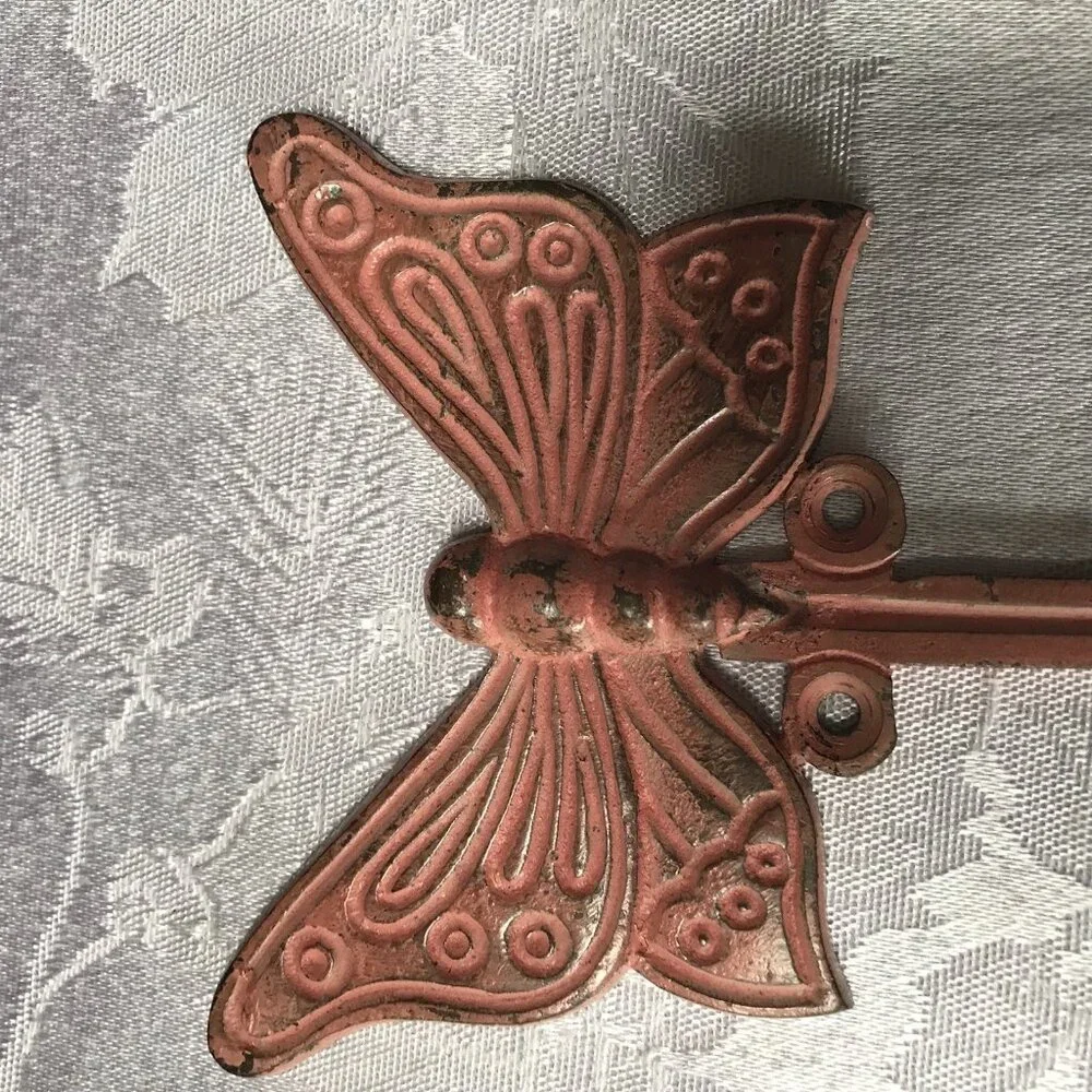 Vintage Cast Iron Wall Hook Decoration Butterfly Decor Victorian Fairy Rustic